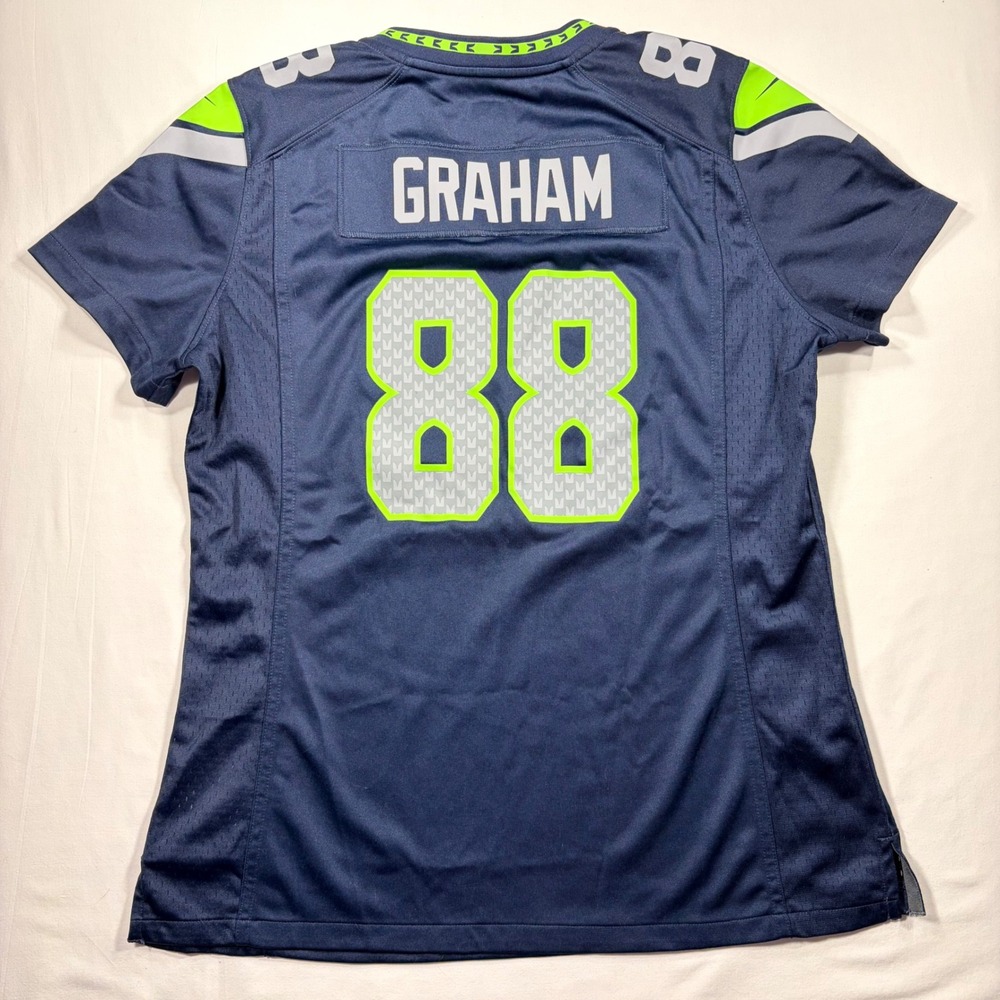 Nike Seattle Seahawks Jimmy Graham Women Large Jersey Navy Blue NFL On Field - Picture 2 of 7